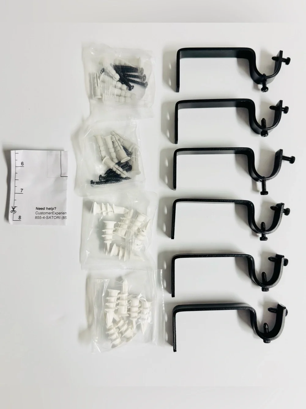 Six Curtain Rod Brackets 3/4” Black Heavy Duty NWT